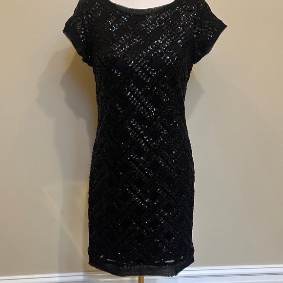 Eliza J Black Sequin Beaded Cocktail Dress Size 6Sparkly Formal Evening Dress